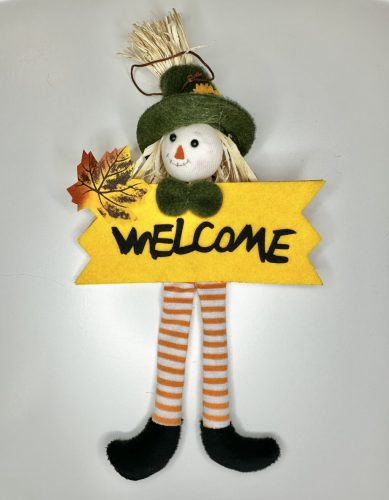 Hosszú lábú kópé: madárijesztős Welcome őszi ajtófüggő