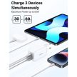 UGREEN Nexode hálózati töltő, 65W, 3 Port, PD 3.0, GaN, 2x USB-C, 1x USB-A, fehér