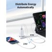 UGREEN Nexode hálózati töltő, 65W, 3 Port, PD 3.0, GaN, 2x USB-C, 1x USB-A, fehér