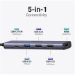 UGREEN Dokkoló állomás 5 az 1-ben, 4K@30Hz, USB HUB, HDMI 1.4, 1x USB-A 3.0, 2x USB-A 2.0, USB-C, 100W, szürke