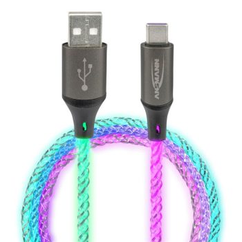 ANSMANN Kábel USB, USB-A – USB-C, LED világításos, 1m