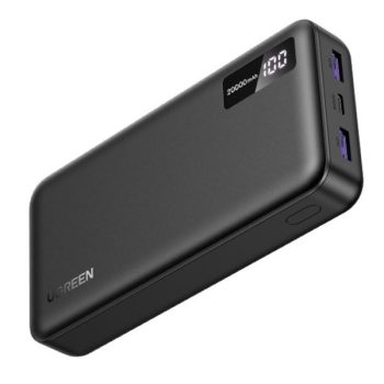   UGREEN Power Bank hordozható töltő, kétirányú, 20000mAh, 22,5W, USB-C, USB-A, fekete