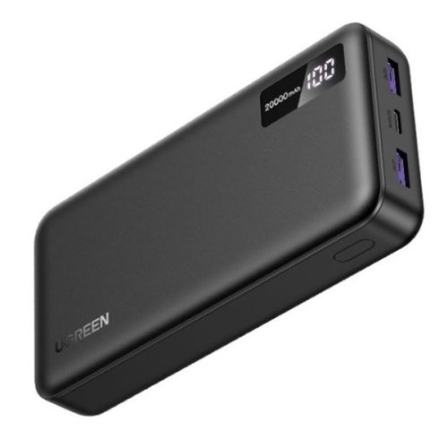 UGREEN Power Bank hordozható töltő, kétirányú, 20000mAh, 22,5W, USB-C, USB-A, fekete