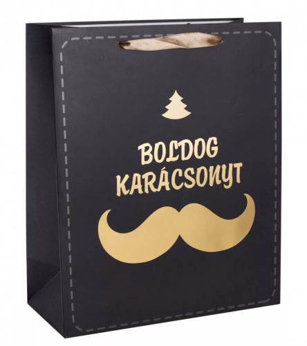 Arany Bajusz – Elegáns Karácsonyi Ajándéktáska (M)