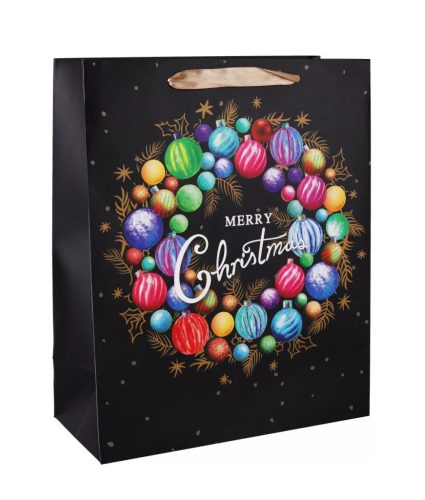 Színes Karácsonyi Koszorú – Elegáns Ajándéktáska (M)