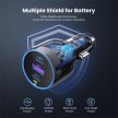 UGREEN Szivargyújtós autós gyorstöltő, 3 port, 2x USB-C, 1x USB-A, 75W, szürke