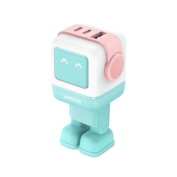   UGREEN hálózati töltő Uno robot, RG, 65W, 3 Port, GaN, rózsaszín, pink