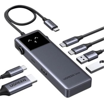   UGREEN Dokkoló állomás 6 az 1-ben, 4K@60Hz, Uno Robot, USB HUB, HDMI, 2x USB-A, 3x USB-C, 100W, szürke