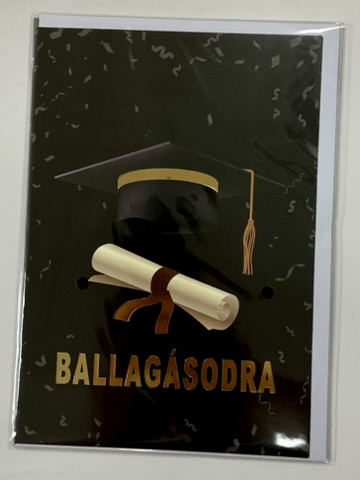 Ballagásodra – elegáns képeslap diplomatekercses mintával (borítékkal)