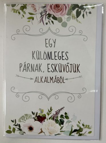 Egy különleges párnak – esküvői képeslap virágos mintával (borítékkal)