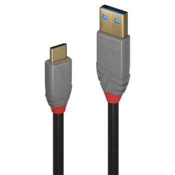   LINDY Kábel USB 3.2 Gen2 A - C, 5A, 10 Gbps, M/M 1,5m, fekete
