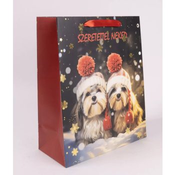   Kutyusos Téli Ölelés – „Szeretettel Neked” Ajándéktasak (L-es)