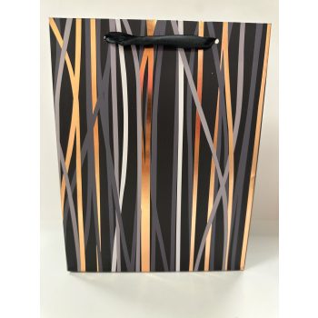 Fekete-arany mintás ajándéktáska (közepes méret)