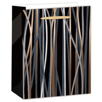   PAPÍRTASAK MATT, FÉNYES BRONZ NYOMÁSSAL, FEKETE/BRONZ CSÍKOS