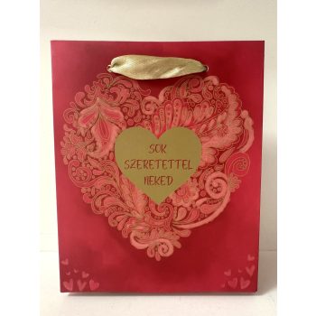   Szívsugár – Kisméretű ajándéktáska arany szívvel és szeretetüzenettel