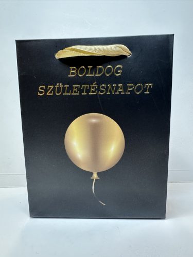 Boldog születésnapot – elegáns ajándéktáska arany lufival