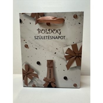   Boldog születésnapot! – Elegáns ajándéktáska barna-arany dizájnnal