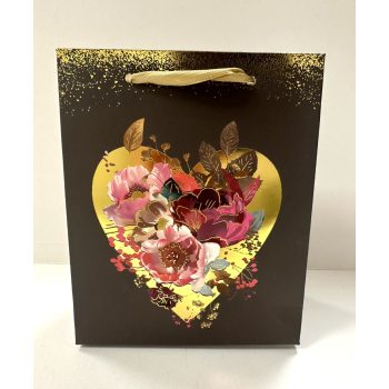   Aranyszív – Kisméretű ajándéktáska virágos motívummal
