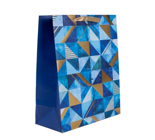 Kék Arany Geometria Ajándéktáska – Elegáns Prémium Mintával