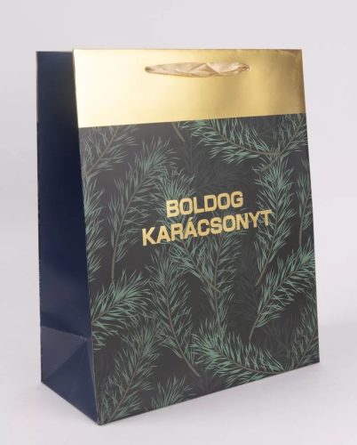 Boldog Karácsonyt – Elegáns Fenyőágas Ajándéktáska (M)
