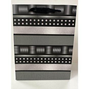 Elegáns fekete-ezüst ajándéktáska – közepes méret