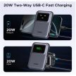 UGREEN Power Bank hordozható töltő, vezeték nélküli töltés, 10000mAh, 20W, USB-C, Mágneses Uno Robot, szürke