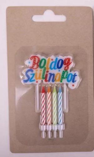 Boldog Szülinapot! tortagyertya szett – Kék-színes