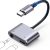 UGREEN Adapter USB-C - Audio 3,5mm Jack - USB-C M/F/F, 60W, PD, 0,25m, fekete