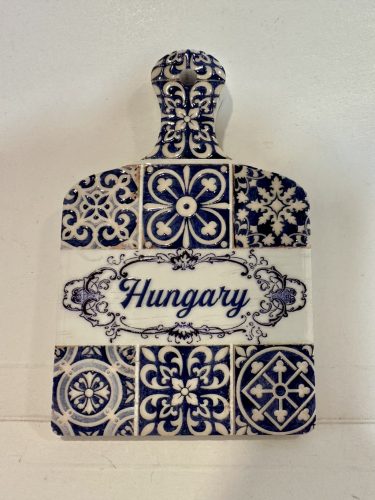 Hungary kék-fehér kerámia hűtőmágnes