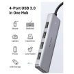UGREEN USB 3.0 HUB 4 Port USB-C, USB-C tápellátással, szürke