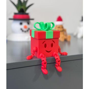 3D Mosolygós Ajándékdoboz – Ülő Dekor Figura