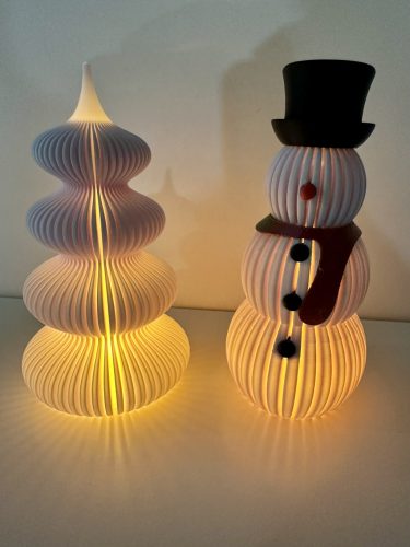 3D Hófény Duo – Világító Hóember és Fenyőfa Szett