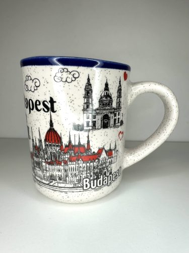 Budapest SketchArt – Kék Peremű Kerámia Bögre