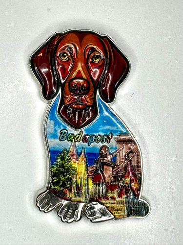 Budapest vizsla alakú fém hűtőmágnes