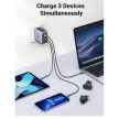UGREEN Univerzális Nexode nemzetközi hálózati töltő, Travel adapter, 65W, GaN, 1x USB-A, 2x USB-C, US/UK/EU, szürke