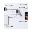 UGREEN Hálózati elosztó, Konnektor bővítő, 1x Schuko, 2x USB-A, 1x USB-C, 30W, szürke