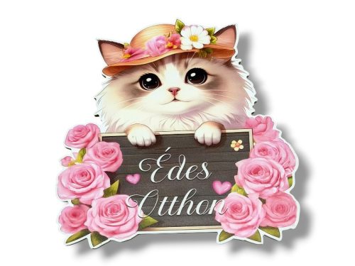 Otthon, ahol cica vár: Édes Otthon cicás falidísz