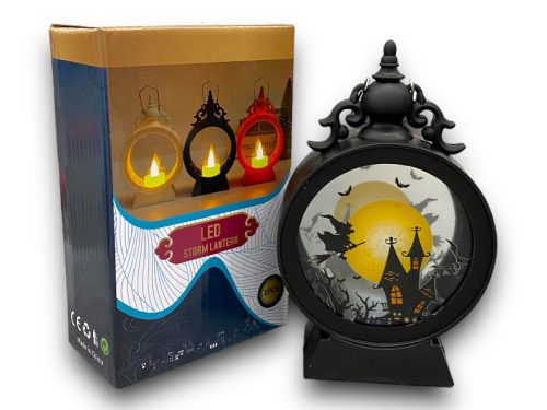 Halloween LED Vihar-lámpás – Repülő Boszorkány a Telihold Előtt (elemes)