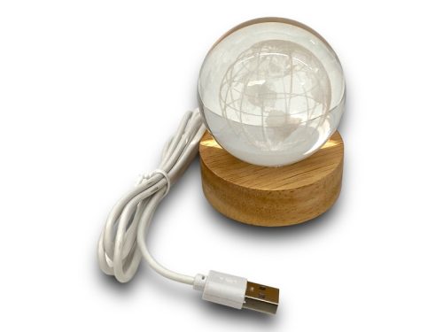 3D kristálygömb lámpa – földgömb, USB