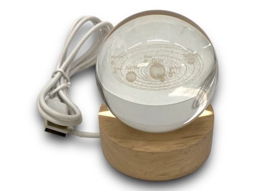 3D kristálygömb lámpa – földgömb, USB