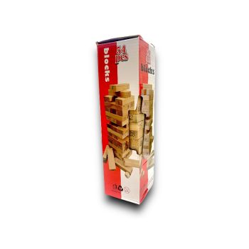   Klasszikus Jenga ügyességi toronyépítő játék – 54 darabos fa építőkocka készlet