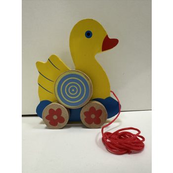 Húzható fajáték – vidám sárga kacsa
