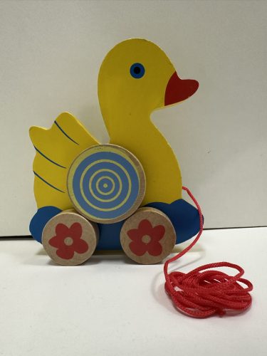 Húzható fajáték – vidám sárga kacsa