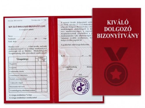 Kiváló Dolgozó – Hivatalos Bizonyítvány