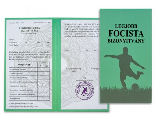 „Legjobb Focista” – Tréfás Elismerő Bizonyítvány