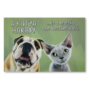   „A kutya harap! …és a macska sem beszámítható” – Vicces lábtörlő (60×40 cm)