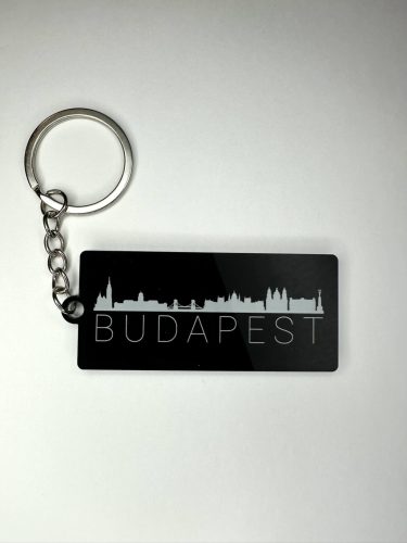 Budapest Skyline fekete prémium kulcstartó