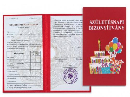 „Születésnapi bizonyítvány” – humoros ajándék oklevél