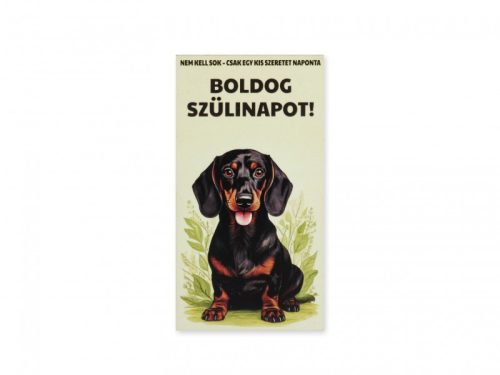 „Boldog Szülinapot!” – tacskós hűtőmágnes
