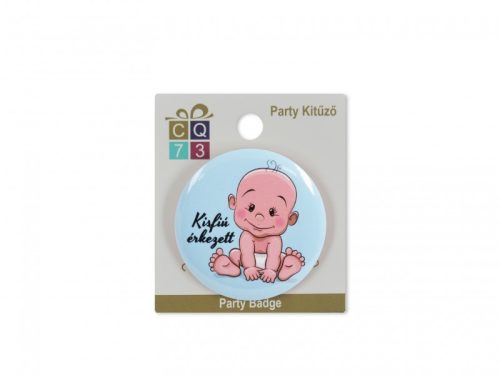 „Kisfiú érkezett” babaváró kitűző – cuki baba mintával